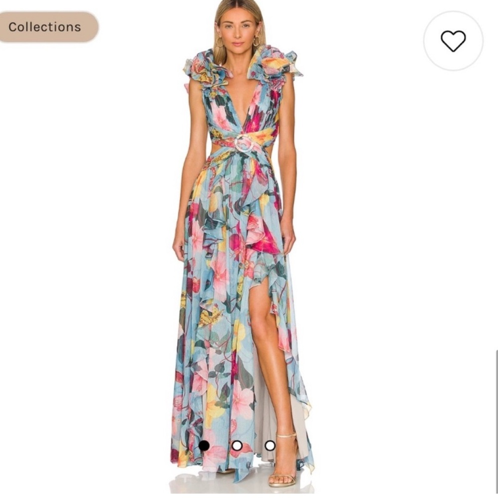 Patbo Hibiscus Maxi Dress Deep V size 4
